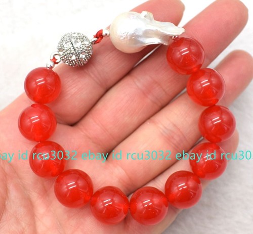 Huge 14mm Natural Multicolor Gems & White Keshi Baroque Pearl Bracelet 7.5'' AAA - Picture 98 of 98
