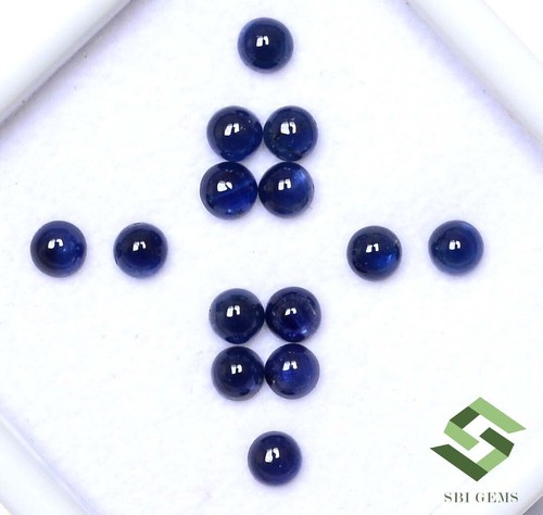 4 mm Natural Blue Sapphire Round Cabochon Lot 13 Pcs 6.16 CTS Loose Gemstones - Picture 7 of 7