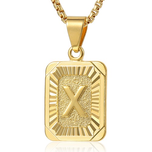 Collar colgante de 26 letras capitel chapado en oro dije cadena de acero inoxidable con dije de la A a la Z - Imagen 18 de 36