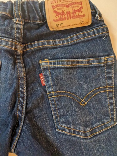 Levi's 511 Jeans Boy's Size 7 Reg Blue Denim Stretch Slim Fit Adjustable Waist - Picture 2 of 7