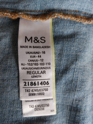 M&S Collection Blue Cotton Denim Long Sleeve Shirt Dress Size Uk 16 - Picture 8 of 9