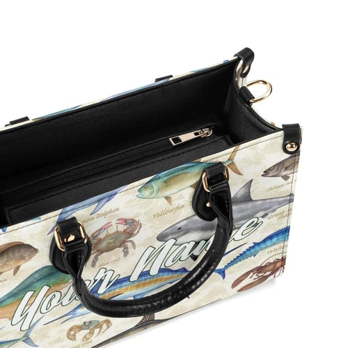 Personalized Fish Luxury Women PU Leather Handbag, Gift For Her