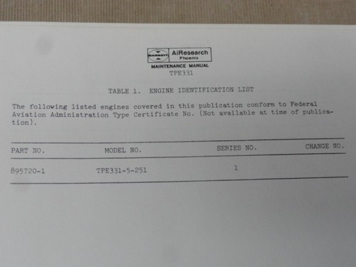 Garrett 331 Turboprop Aircraft Engine Maintenance Manual Garrett AIRESEARCH - Picture 9 of 21