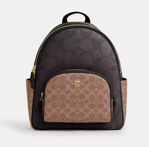 Coach Court  Walnut/Tan Signature Coated Canvas & Leather Backpack (CZ771) - NWT - Picture 1 of 7