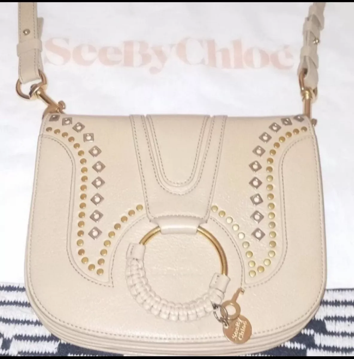 See by Chloe Hana Medium Leather Studded Saddle Shoulder Bag eBay