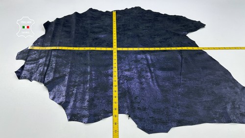 METALLIC BLAU ABGENUTZT AUF SCHWARZ weiches italienisches Lammleder 6 Quadratmeter 0,8 mm C2241 - Bild 4 von 7