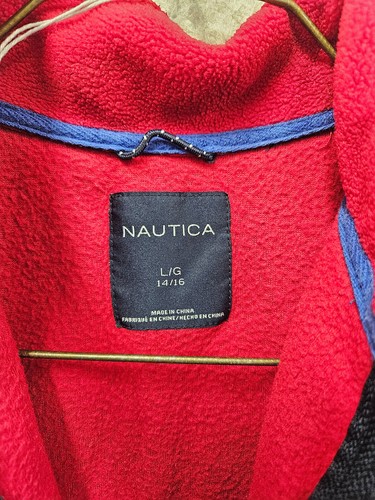 Nautica Youth Boys Jacket Large Red Fleece Long Sleeve High Neck Full Zip - Picture 15 of 17