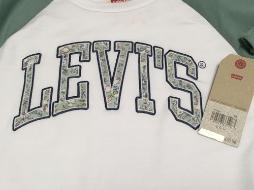 Levi's Youth Girls Size L Green White Long Sleeve Floral Logo Drawstring T-Shirt - Picture 3 of 7