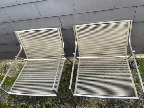 hochwertige ital. Edelstahl Design Lounge Stühle u Tisch NP 2000€ Gartenmöbel - Bild 3 von 6