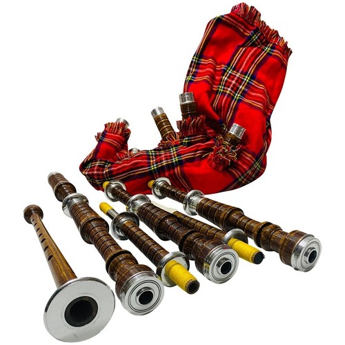 Professioneller schottischer Dudelsack - Palisander, Silbermontierungen, natürliche Optik - Bild 4 von 5