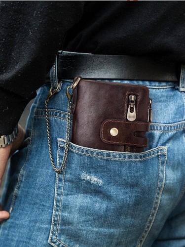 Men's wallet genuine leather wallet with RFID protection wallet purse - Picture 25 of 25