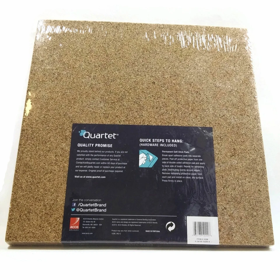 Quartet Pack of 4 Frameless Natural Cork Tiles Boards 12x12 inches New - Image 2 of 4