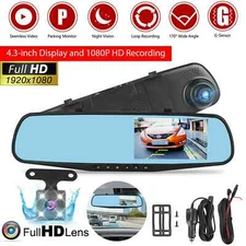 1080P HD Rearview Mirror Car DVR Dual Dash Cam Camera Front Rear Video Recorder