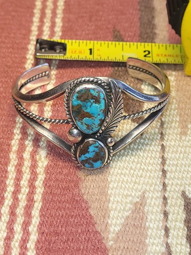 Vintage Navajo Türkis und Silber Armreif/ Armband signiert GW - Bild 5 von 6
