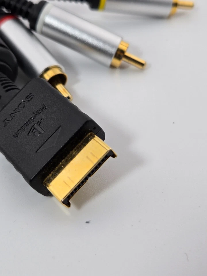 Cable AV compuesto RCA punta dorada oficial OEM Sony Playstation 2 3 PS2 PS3 Foto 2 de 3