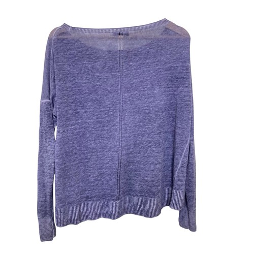 J. Crew Crewneck Sweater Distressed Purple Blue 100% Linen Size Small Flowy - Picture 2 of 10