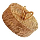  Outdoor Storage Box Wicker Hamper Rattan Basket with Handle Portable Picnic