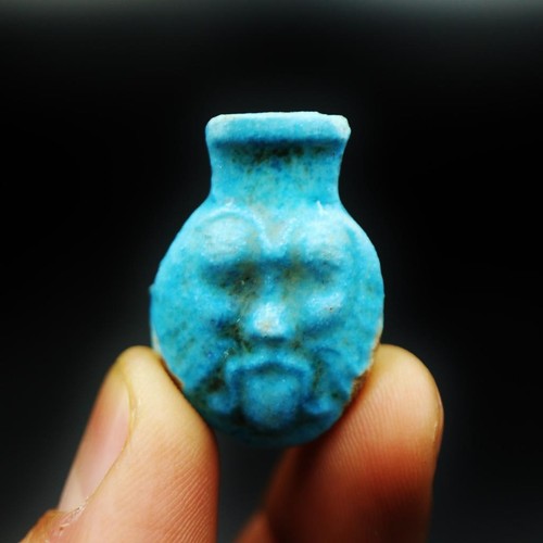 Antiguo amuleto de loza egipcia estatua de BES "DIOS del parto y la fertilidad" - Imagen 1 de 5