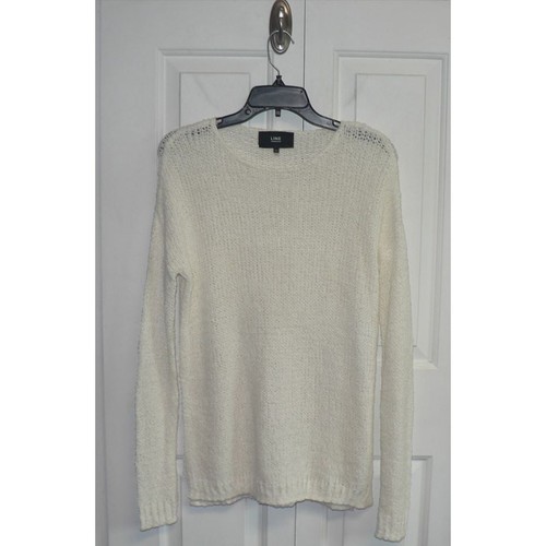 Line Women's Round Neck Open Knit Vented Sides Sweater in Ivory Medium MSRP $89 - Picture 1 of 3
