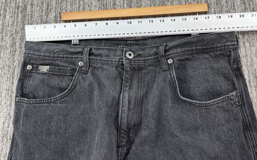 VTG Men’s Baggy Wide Black Jeans 38x32 Y2K Faded Distressed Hip Hop 10” Leg - Picture 3 of 20