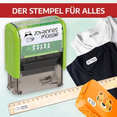 TRODAT Textilstempel personalisiert mit Deinem Wunschnamen | Stoffstempel, Schulstempel