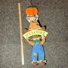 Fall Welcome Stuffed Scarecrow Pumpkin Welcome Sign