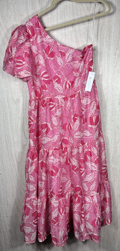 J. Marie Women’s Large Pink Floral One-Shoulder Midi Dress Party Resort NWT - Picture 2 of 8
