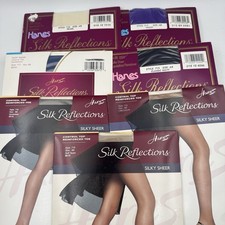 7 pr Hanes Silk Reflections Pantyhose sz AB Control Top Pearl Gray Blue Brown