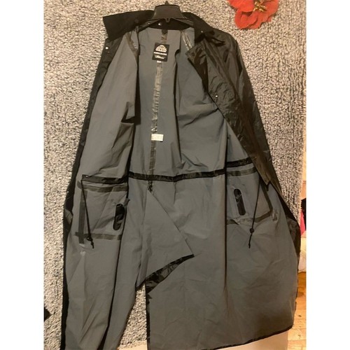 Cowboy Men's Black Rain Coat Jacket 2XL Long Full-Length Outdoor - Picture 6 of 7