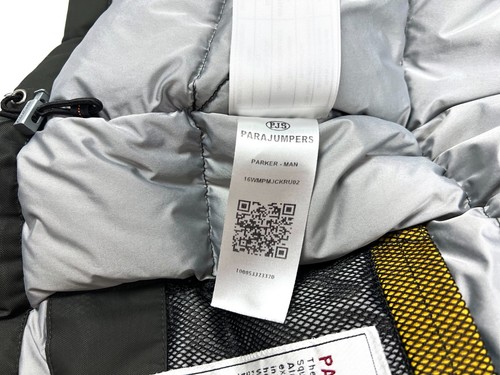 Auth Men's PARAJUMPERS Logo Green Down Puffer Hooded Casual Jacket Size S/M - Picture 9 of 16