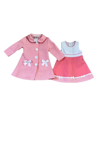 Bonnie Jean Baby Coral Pink White  Sleeveless Dress& Coat 12MS Bows- VTG Style - Picture 3 of 12