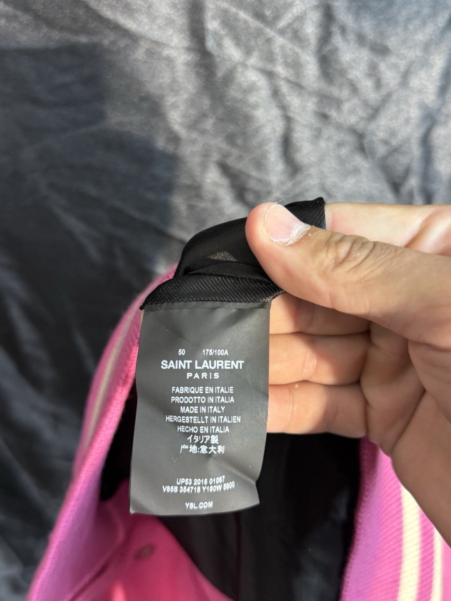 Saint Laurent Teddy Varsity Jacket 50 IT / L Pink Hedi Slimane