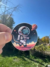 Cute Astronaut Dinosaur Sticker - Space Adventure Vinyl Decal for Kids! Laptops