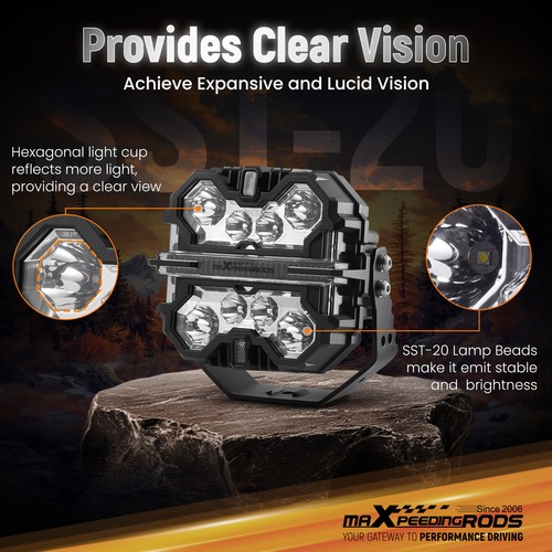 270° LED Work Light Pods 7" 252W White Amber DRL For Jeep SUV Mining Truck IP68 - Picture 3 of 18