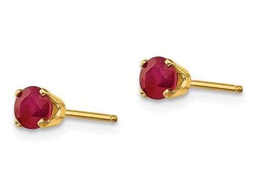 Ruby 3/4 Carat (ctw) Solitaire Earrings 4mm 14K White Gold - Picture 3 of 4