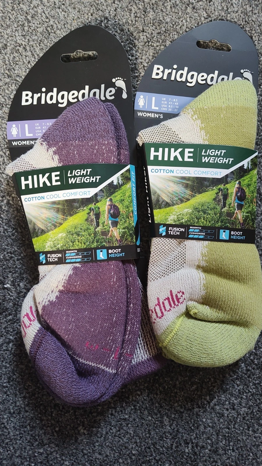 Ladies Bridgedale Lightweight Hiking Socks X2 Pairs UK Size 7-8.5