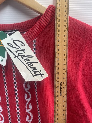 Vintage Styleknit Australia Women’s Pullover Jumper Red White Crop New Size 18 - Picture 7 of 13