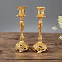 KerzenstäNder 2Er Set Gold Metall Deko Vintage Kerzenleuchter Tischdeko Hochzeit