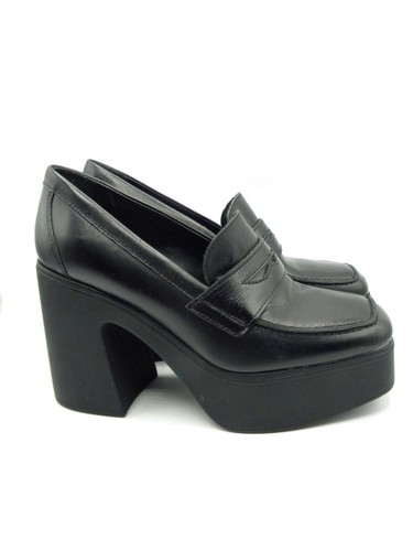 FREE PEOPLE Zoe Black Leather Platform Loafers SZ. 38.5 NEW - Picture 3 of 11