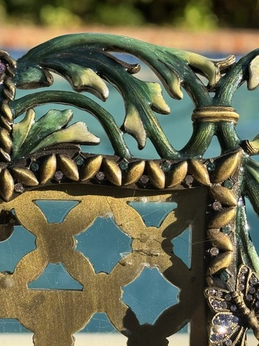 Jay Strongwater Flower Butterfly Jeweled Enamel Bronze Picture Frame - 4” x 6” - Picture 7 of 22