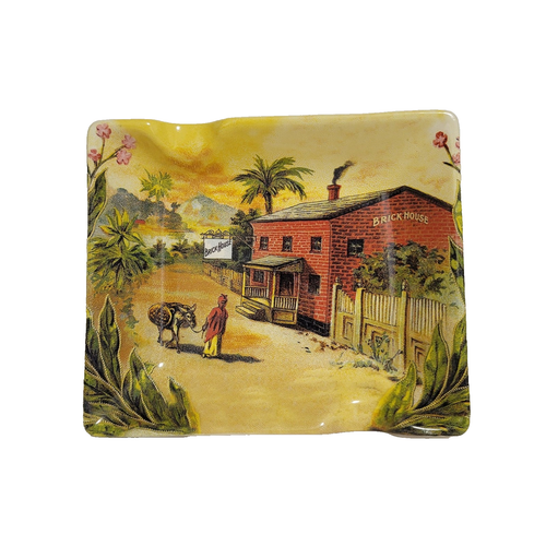 J.C. Newman Brick House Ceramic Cigar Ashtray Tobacco Tray Vintage Style Art