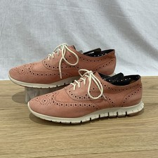 Cole Haan Oxford Zerogrand Wingtip Pink Suede Flat Shoes Women  s Size 9.5 B