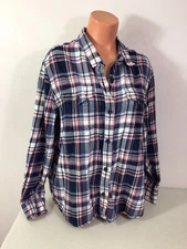 Tilley Plaid Flannel Shirt Button Front Womens 2XL