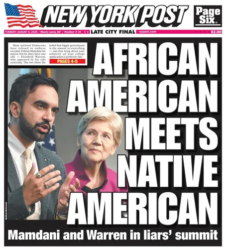 NEW YORK POST NEWSPAPER MEET NATIVE AMERICAN GAFFE-BAKED 8/5/25