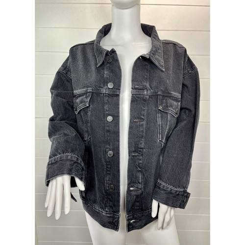 NWT $248 Anthropologie Edwin Alexa Irony Denim Trucker Jacket Black SM,L,XL - Picture 6 of 8