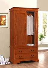 Elegant Oak Armoire: Timeless Solid Wood Storage & Bedroom Furniture