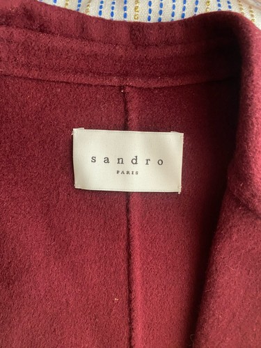 Giacca doppiopetto donna SANDRO Vania lana bordeaux tg 38 nuova con etichetta vendita al dettaglio $695 - Foto 5 di 13