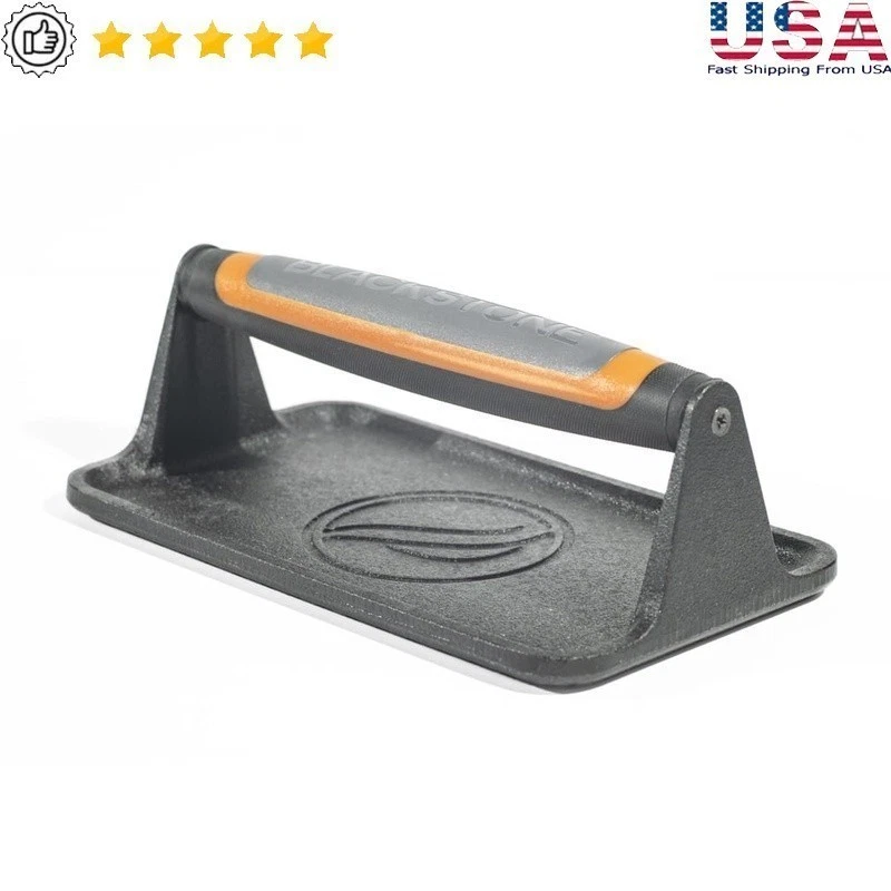 Cast Iron Griddle Press Non-Slip Handle Heat Resistant Ideal Bacon Paninis New