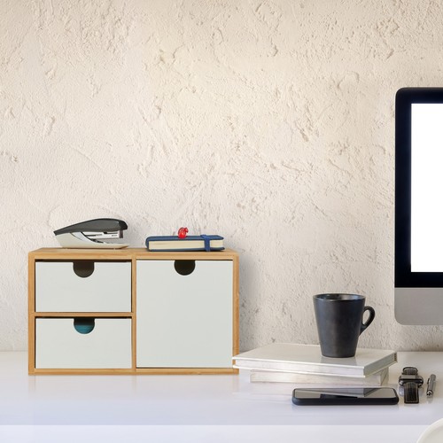 Organizador escritorio cajonera de madera 3 cajones MDF organizador de papelería - Bild 2 von 9