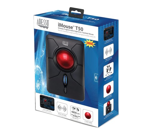 ADESSO iMouse T50 Wireless Ergonomic Finger Trackball Mouse with Nano USB Receiv - Picture 8 of 8